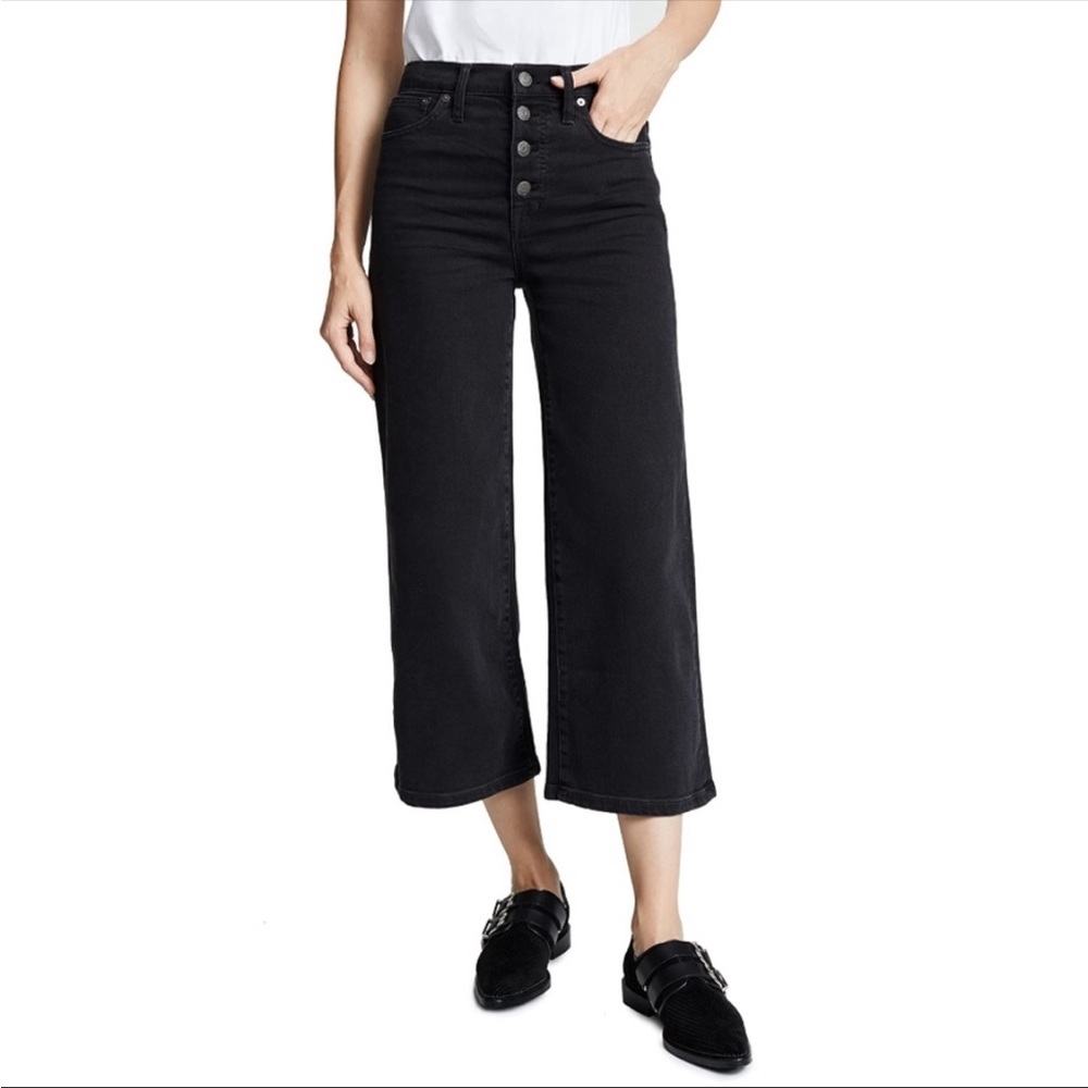 Madewell wide leg crop, black jeans, 28